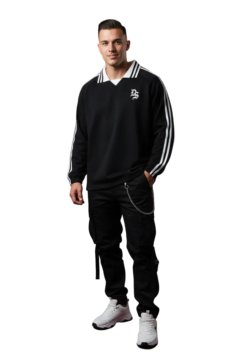 Drop Signature Contrast Collar Sweatshirt