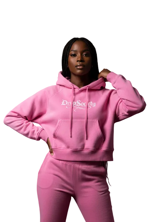 Drop Signature Snow Washed Cropped Hoodie Drop Society