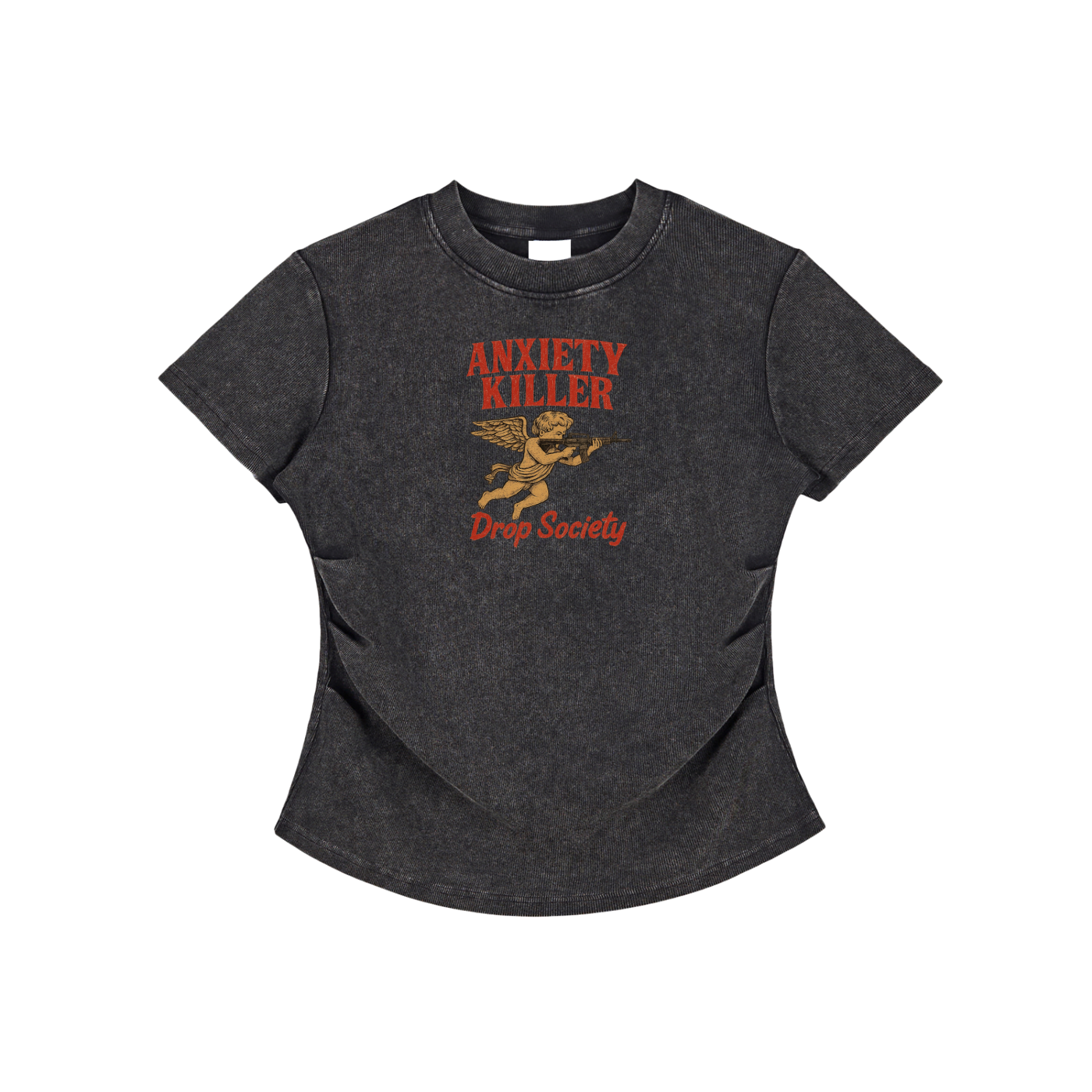 Vintaged-Wash Bodycon Cotton T-Shirt ODMPOD
