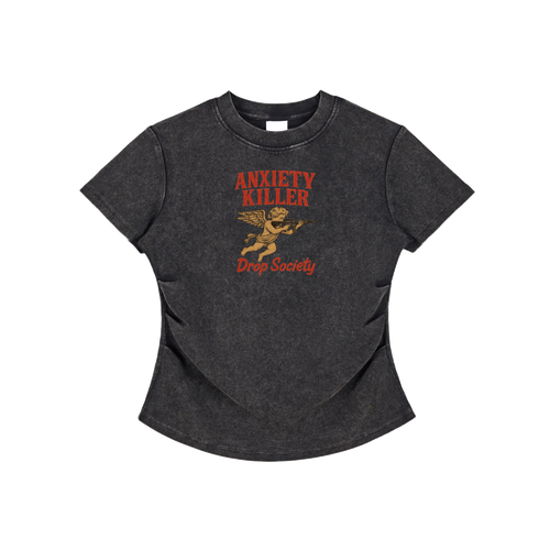 Vintaged-Wash Bodycon Cotton T-Shirt ODMPOD