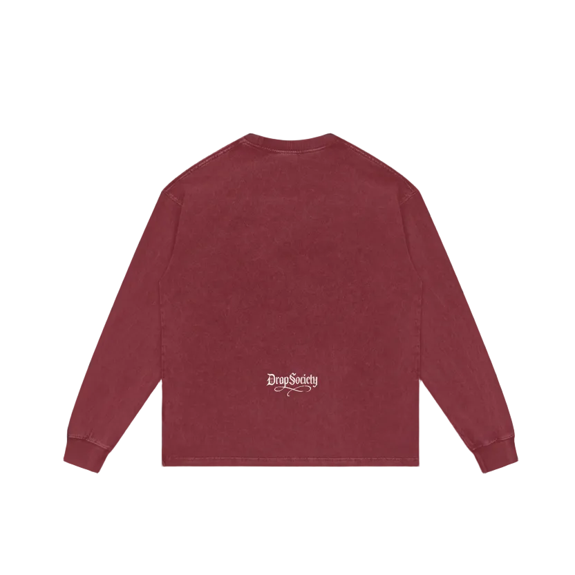 Drop Signature Acid Wash Oversize Long Sleeve T-Shirt ODMPOD