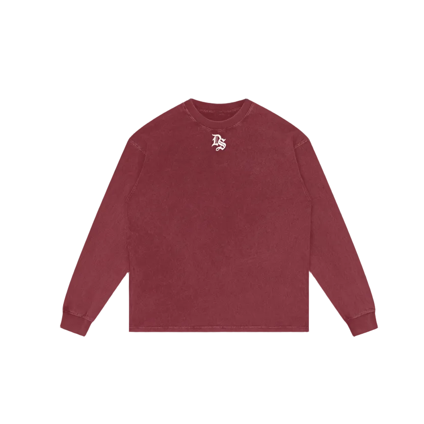 Drop Signature Acid Wash Oversize Long Sleeve T-Shirt 